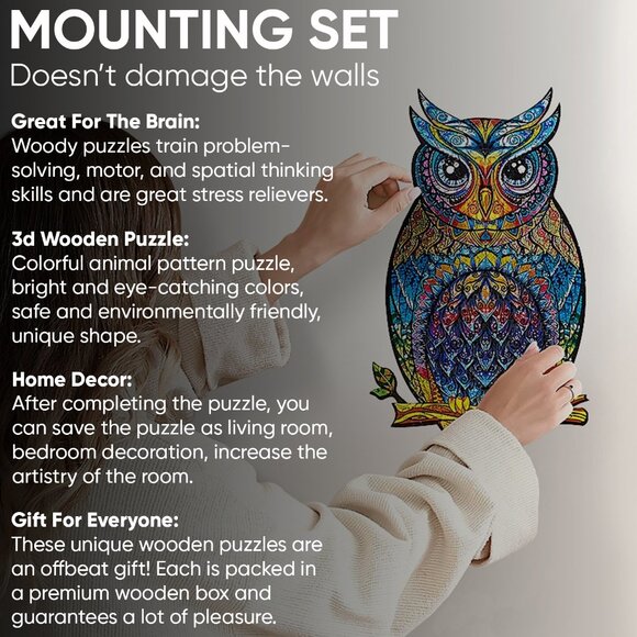Suvira Animal Wooden Puzzle - Engaging, Educational, and Eco-Friendly (Owl) - Picture 6 of 12